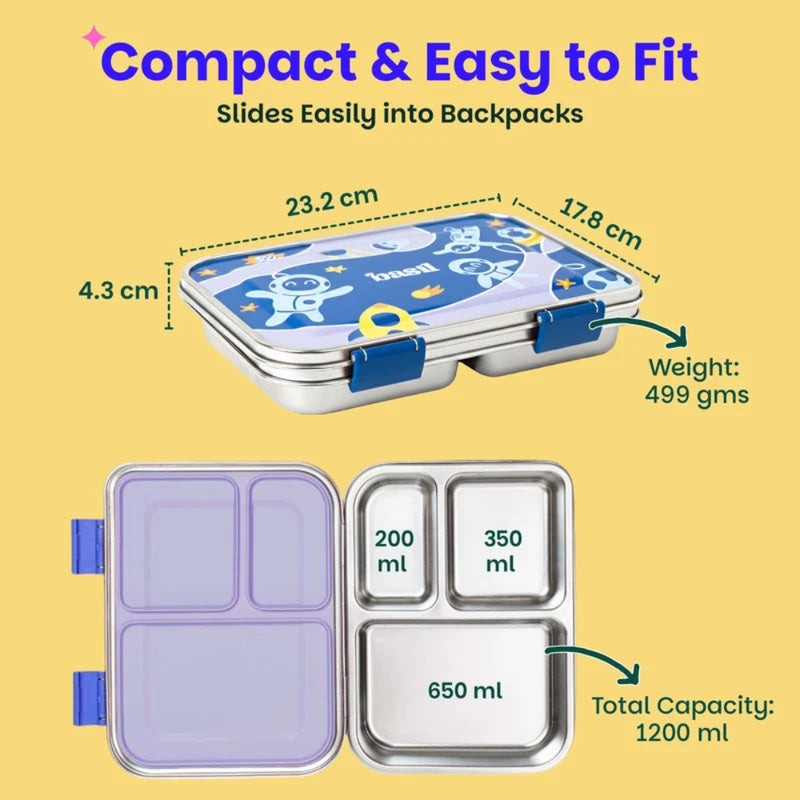 Basil Bento Neo 3 Section Lunch Box-1200ML