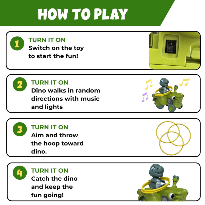 Tak Tak Toys Dino Tractor - Interactive Toy with Ring Toss Game