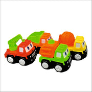 Techno Toys Cute Cartoon Construction Series Truck Toys ( Pack of 4) - Multi Color