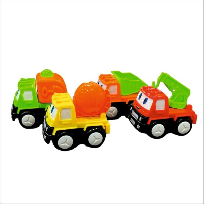 Techno Toys Cute Cartoon Construction Series Truck Toys ( Pack of 4) - Multi Color-Vehicles-Techno Toys-Toycra