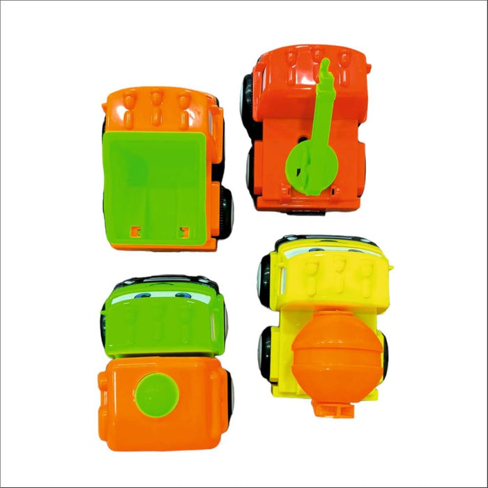 Techno Toys Cute Cartoon Construction Series Truck Toys ( Pack of 4) - Multi Color-Vehicles-Techno Toys-Toycra