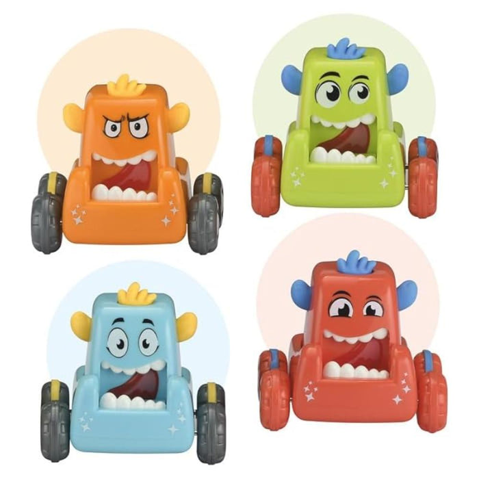 Techno Toys Press and Go Mini Monster Car (Pack of 4)-Vehicles-Techno Toys-Toycra