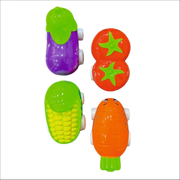 Techno Toys Vegetable Cartoon on Wheels Cars for Kids - (Pack of 4)-Vehicles-Techno Toys-Toycra