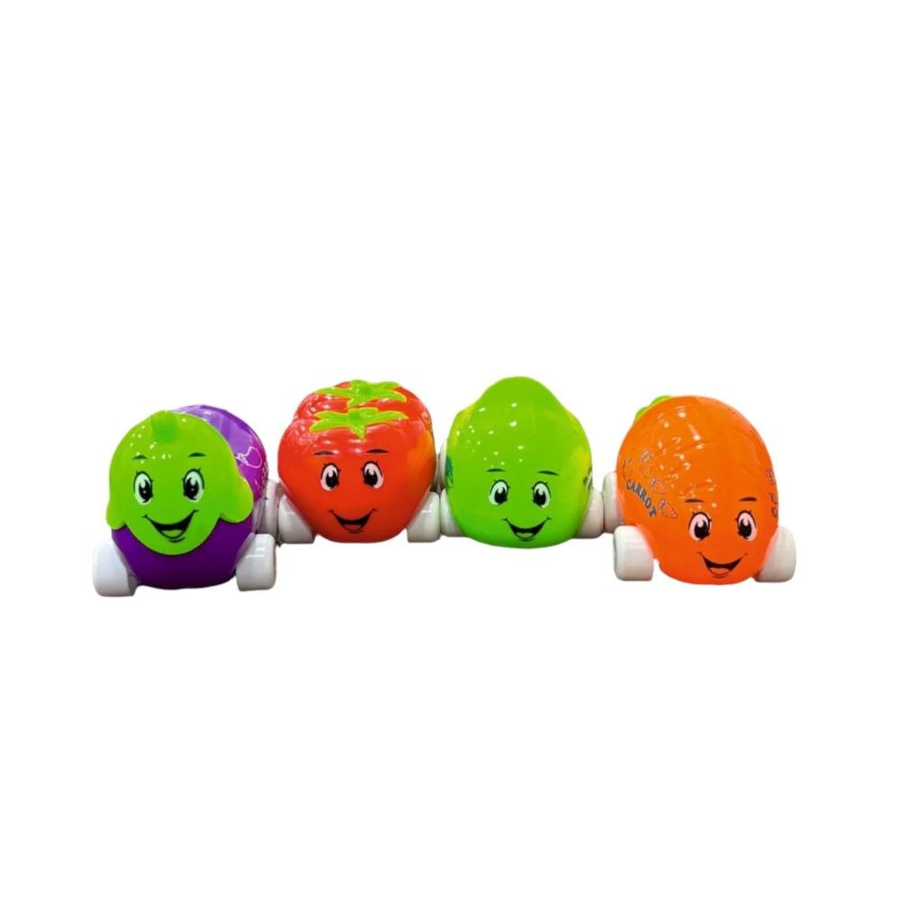 Techno Toys Vegetable Cartoon on Wheels Cars for Kids - (Pack of 4)