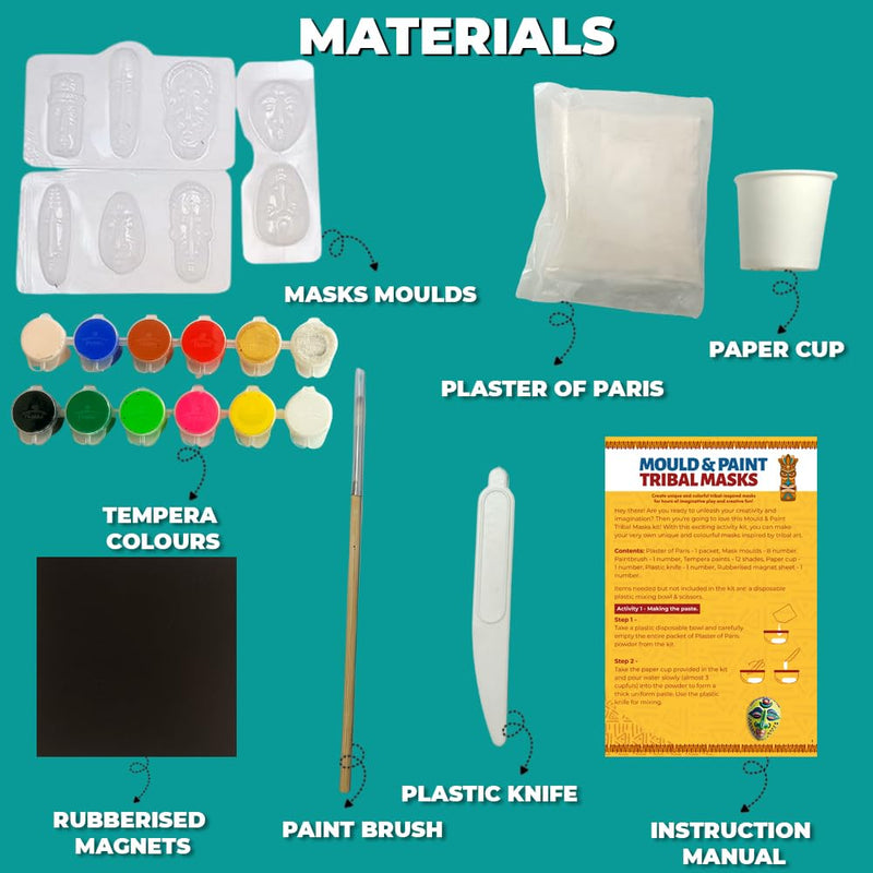 Toy Kraftt Mould & Paint Tribal Masks - Fridge Magnet Making DIY Kit