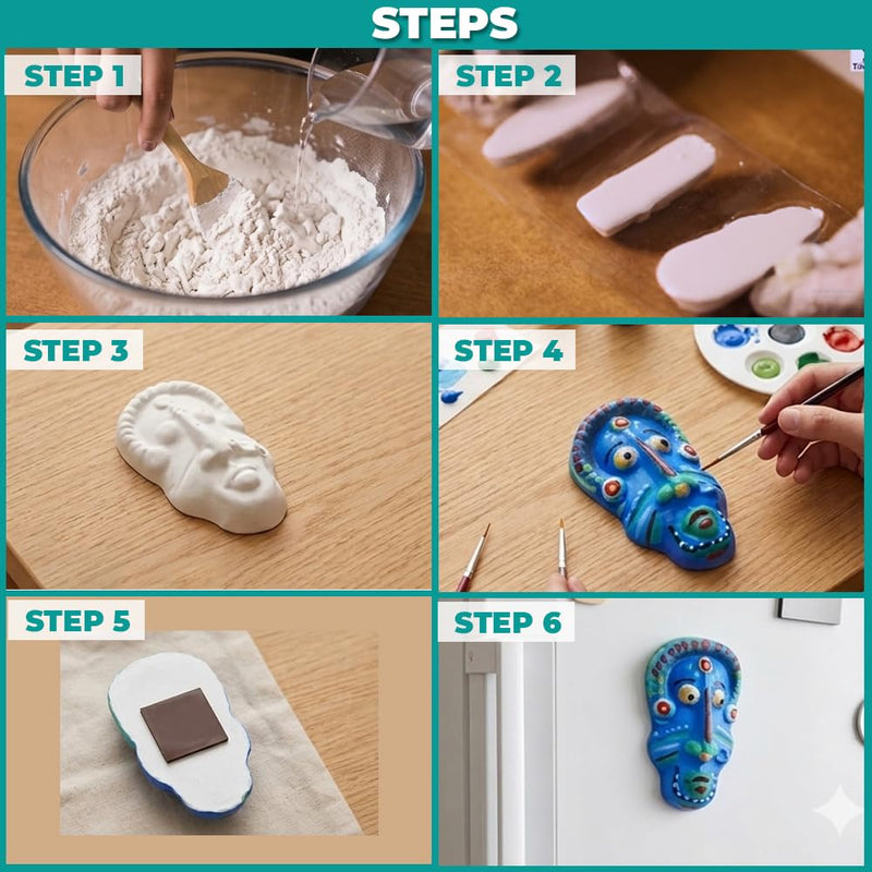 Toy Kraftt Mould & Paint Tribal Masks - Fridge Magnet Making DIY Kit