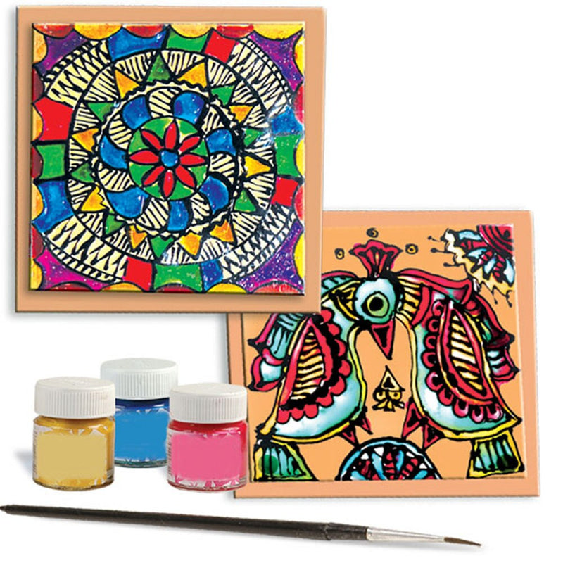 Toykraftt Madhubani Coasters With Glass Paints