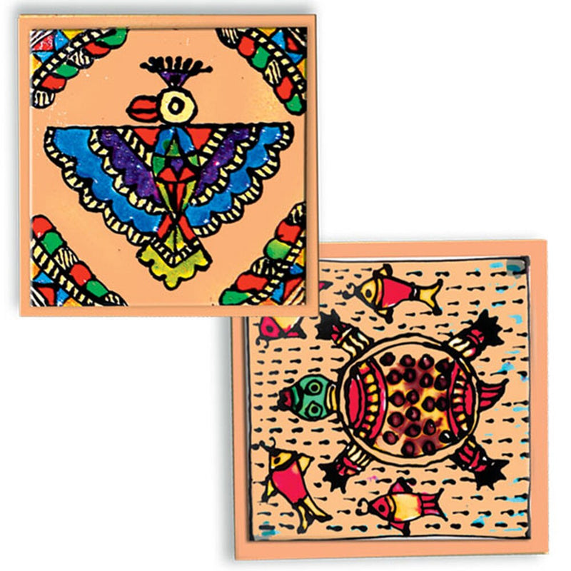 Toykraftt Madhubani Coasters With Glass Paints