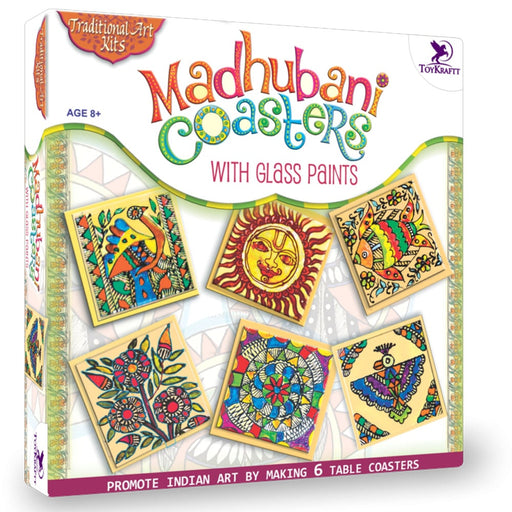 Toykraftt Madhubani Coasters With Glass Paints-Arts & Crafts-Toykraftt-Toycra