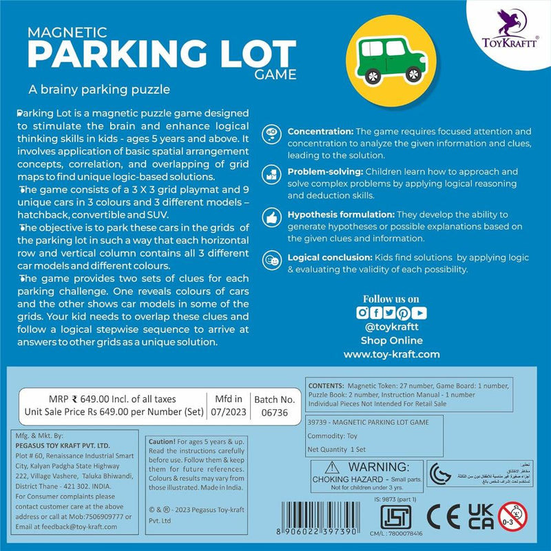 Toykraftt Magnalogix Parking Lot Game