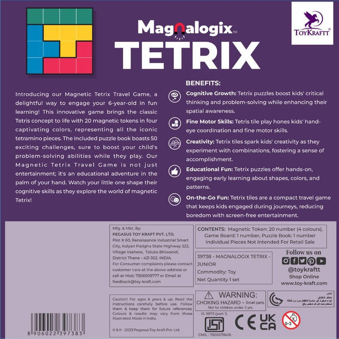 Toykraftt Magnalogix Tetrix - Junior-Board Games-Toykraftt-Toycra