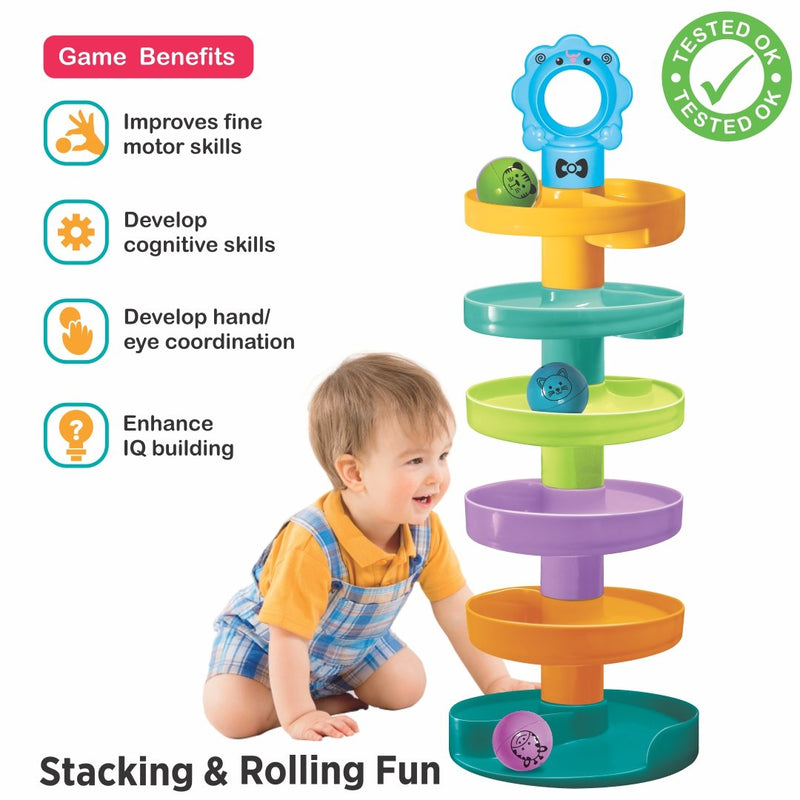 Toymate Cat Spiral Fun – 7-Tier Rolling Ball Tower for Toddlers (12+ Months)