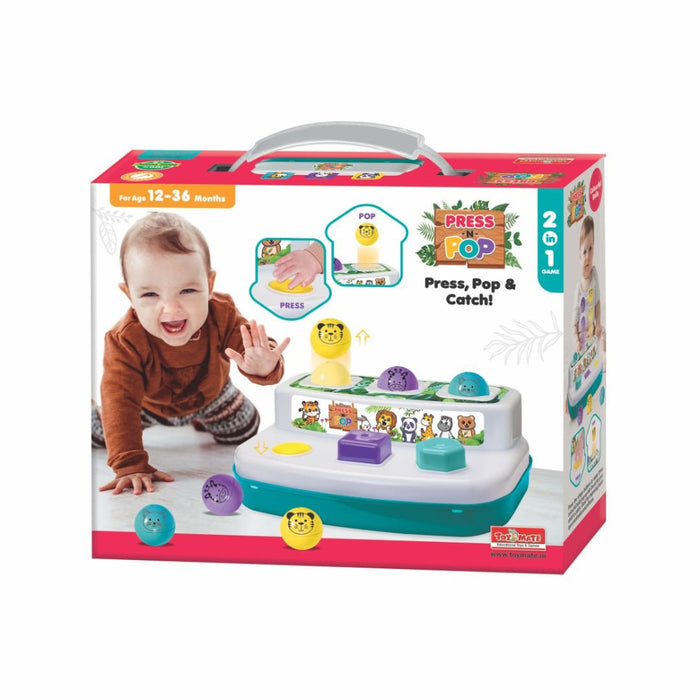 Toymate Press and Pop - A 2 in 1 animals and 3 colourful balls pop up learning educational toy-Active Play-Toymate-Toycra