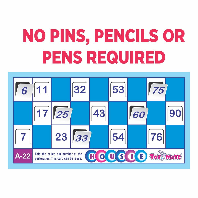 Toymate's Housie 24 Red Reusable Cards - Family Fun Game for Small Gathering- No pins or Pencils Required