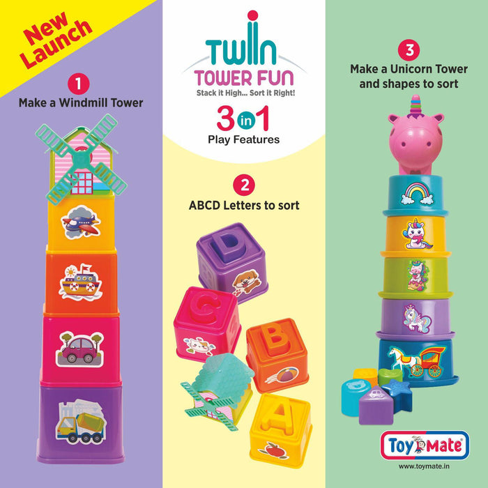 Twin Tower Fun- Stack it High… Sort it Right!-Toymate-Toycra