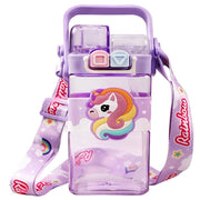 Unicorn Double Straw Water Bottle With Handle Animal Design