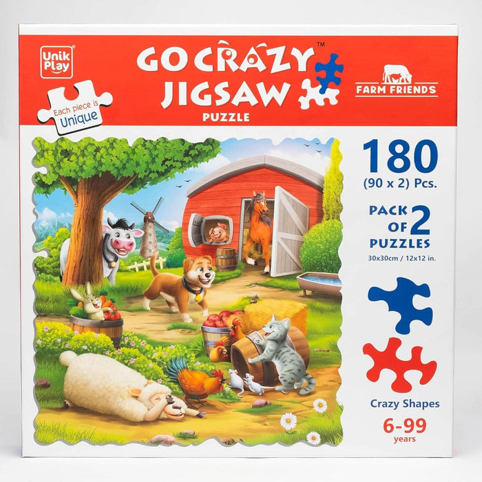 Unik Play Go Crazy Jigsaw Puzzle (180 Pieces Pack Of 2 Puzzles)-Puzzles-Unik Play-Toycra