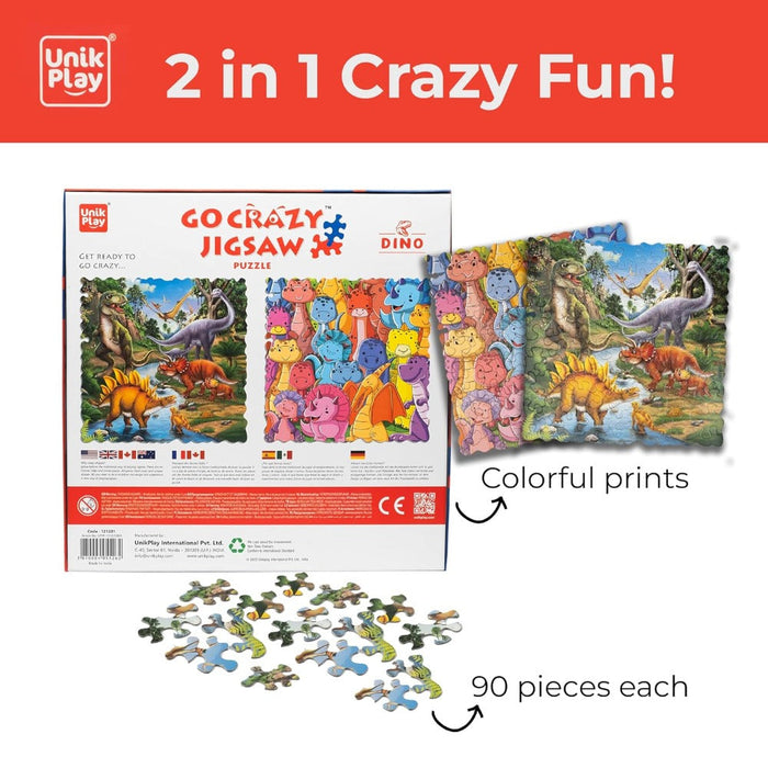 Unik Play Go Crazy Jigsaw Puzzle (180 Pieces Pack Of 2 Puzzles)-Puzzles-Unik Play-Toycra