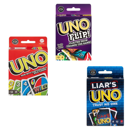Uno Classic, Uno Liar’s & Uno Flip Side Card Game Combo