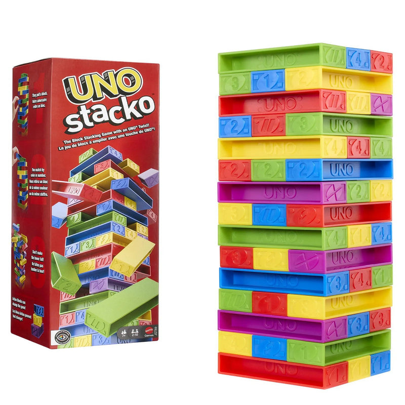Uno Stacko for Kids & Family with Colored Stacking Blocks