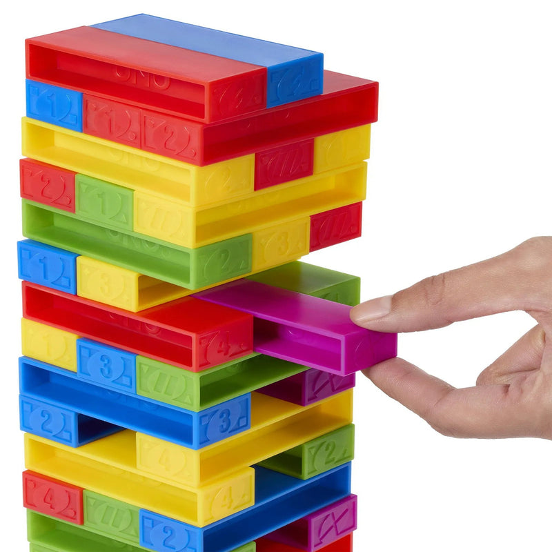 Uno Stacko for Kids & Family with Colored Stacking Blocks