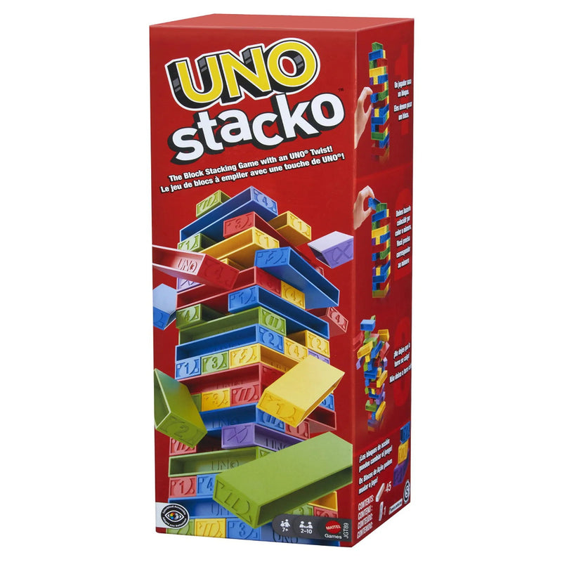 Uno Stacko for Kids & Family with Colored Stacking Blocks