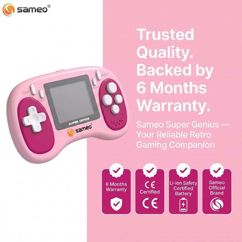 Sameo Super Genius Handheld Gaming Console | 500+ Built-in Classic Retro 8-Bit Games