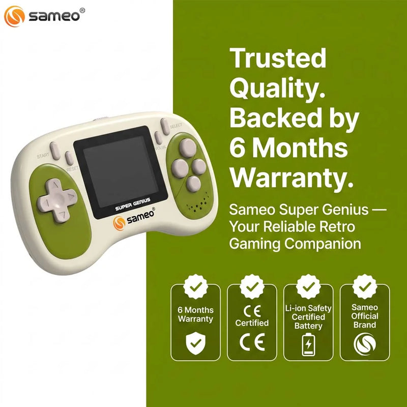 Sameo Super Genius Handheld Gaming Console | 500+ Built-in Classic Retro 8-Bit Games