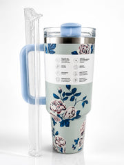 VHV 40oz Floral Theme Premium Vacuum Insulated Stainless Steel Tumbler With Handle