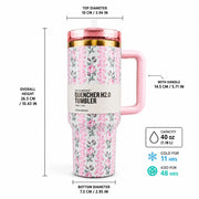 VHV 40oz Floral Theme Premium Vacuum Insulated Stainless Steel Tumbler With Handle