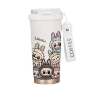 VHV Labubu Themed Stainless Steel Coffee Mug With Straw 520 ML - Multi Design