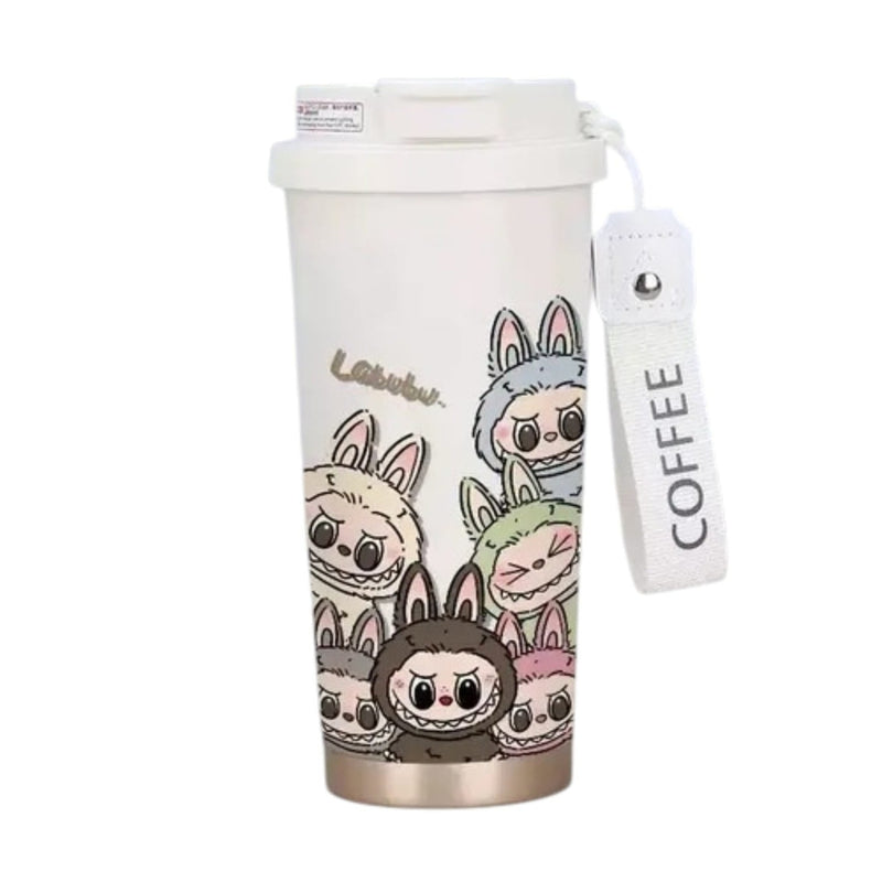 VHV Labubu Themed Stainless Steel Coffee Mug With Straw 520 ML - Multi Design