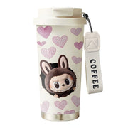 VHV Labubu Themed Stainless Steel Coffee Mug With Straw 520 ML - Multi Design