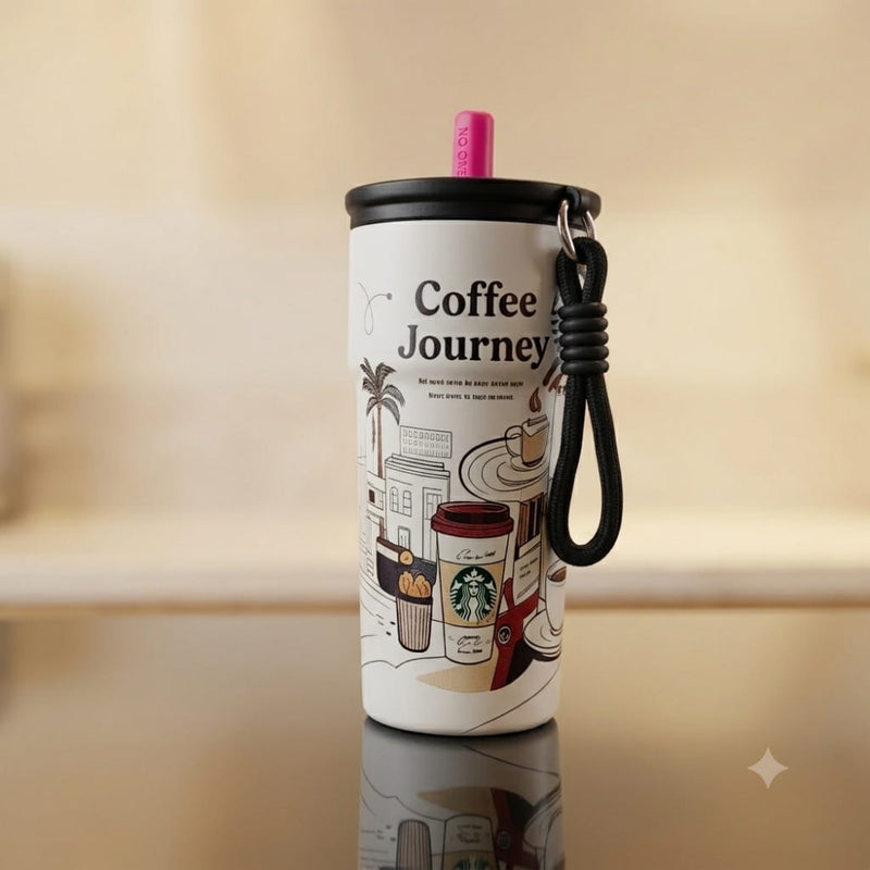 VHV Printed Colorful Coffee Cup With Straw Lid