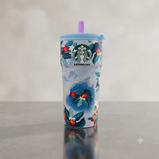 VHV Printed Colorful Coffee Cup With Straw Lid