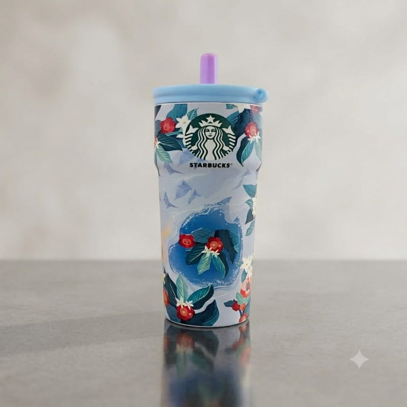 VHV Printed Colorful Coffee Cup With Straw Lid