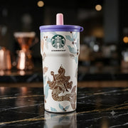 VHV Printed Colorful Coffee Cup With Straw Lid