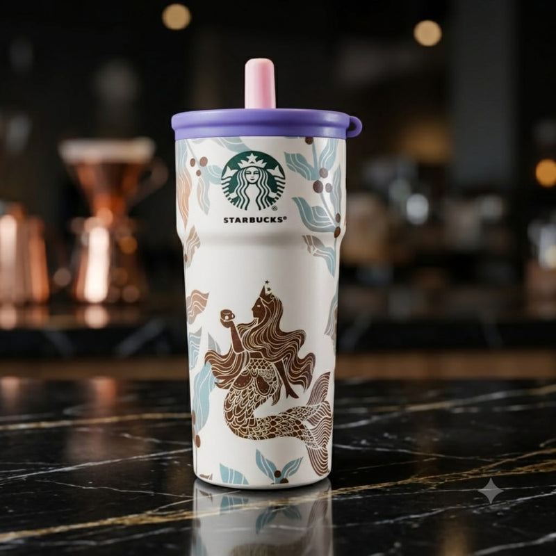 VHV Printed Colorful Coffee Cup With Straw Lid