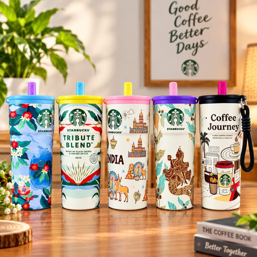 VHV Printed Colorful Coffee Cup With Straw Lid