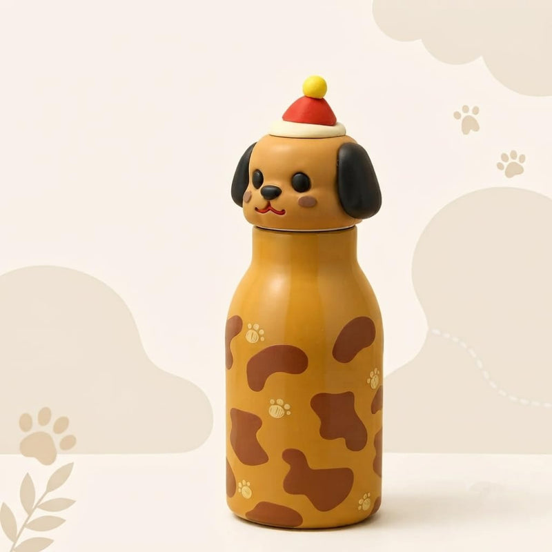 VHV Stainless Steel Cute Animal Character Water Bottle - 450 Ml
