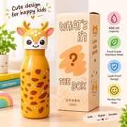 VHV Stainless Steel Cute Animal Character Water Bottle - 450 Ml