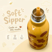 VHV Stainless Steel Cute Animal Character Water Bottle - 450 Ml