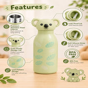VHV Stainless Steel Cute Animal Character Water Bottle - 450 Ml