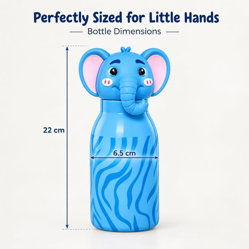 VHV Stainless Steel Cute Animal Character Water Bottle - 450 Ml