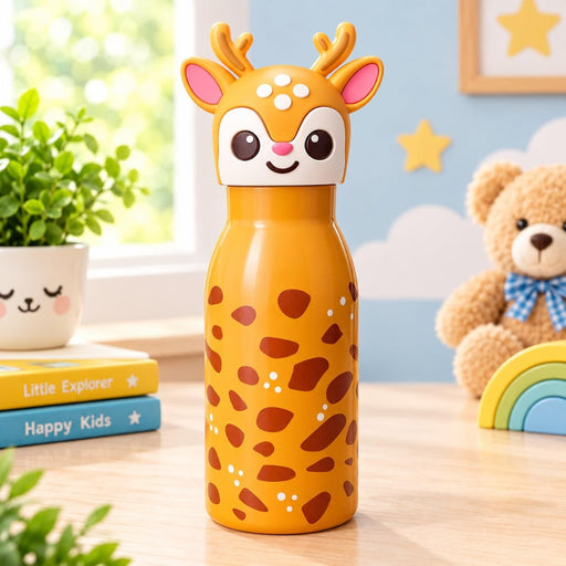 VHV Stainless Steel Cute Animal Character Water Bottle - 450 Ml