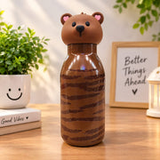 VHV Stainless Steel Cute Animal Character Water Bottle - 450 Ml