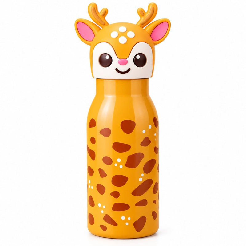 VHV Stainless Steel Cute Animal Character Water Bottle - 450 Ml