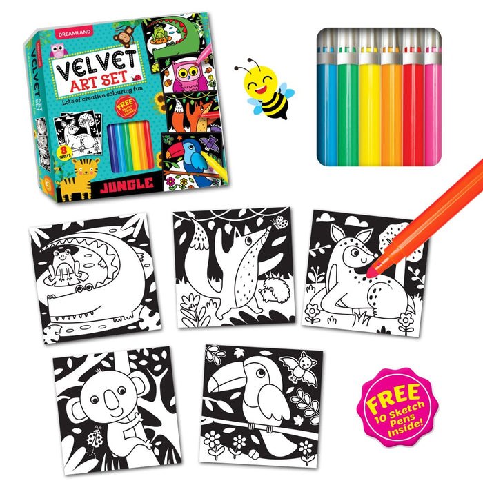Kreative Kids Colourful Velvet Felt Art Picture Colouring Set For