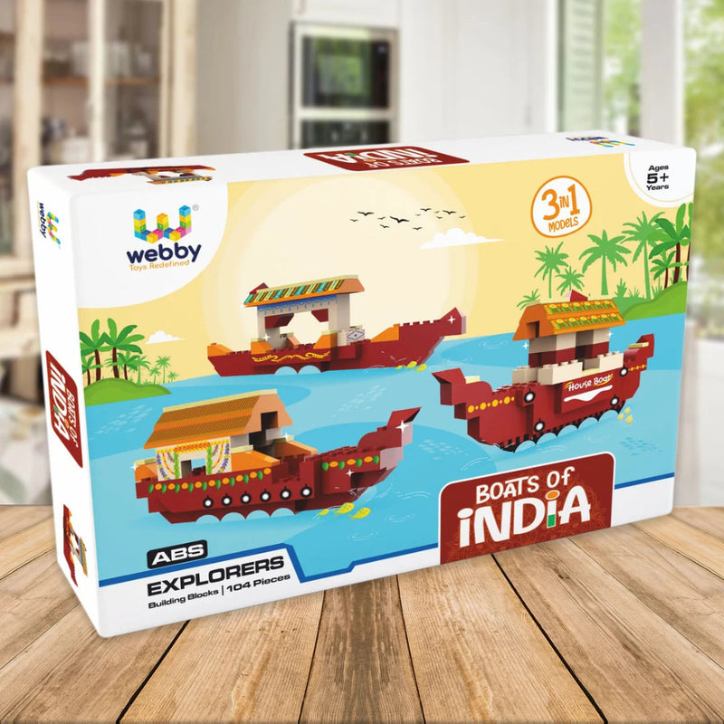 Webby 3 in 1 Boats Of India ABS Building Blocks Kit (104 Pcs)