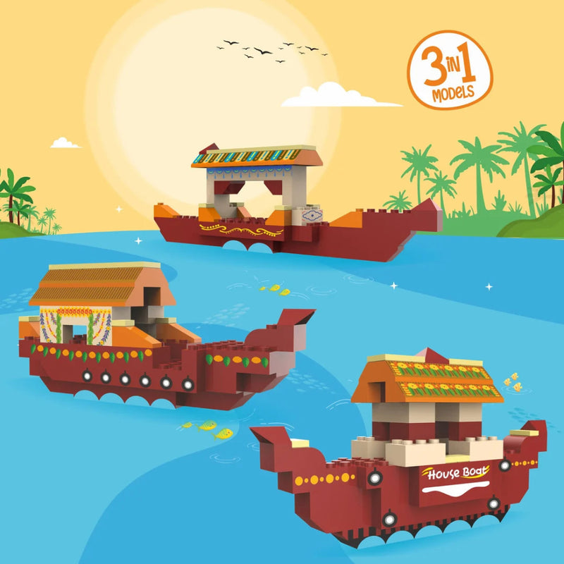 Webby 3 in 1 Boats Of India ABS Building Blocks Kit (104 Pcs)